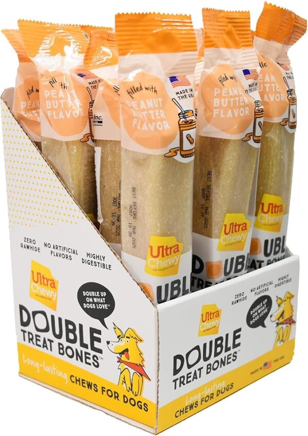 Best Deal Ultra Chewy Peanut Butter Double Treat Bones: Long-Lasting Dog Treats Made in USA