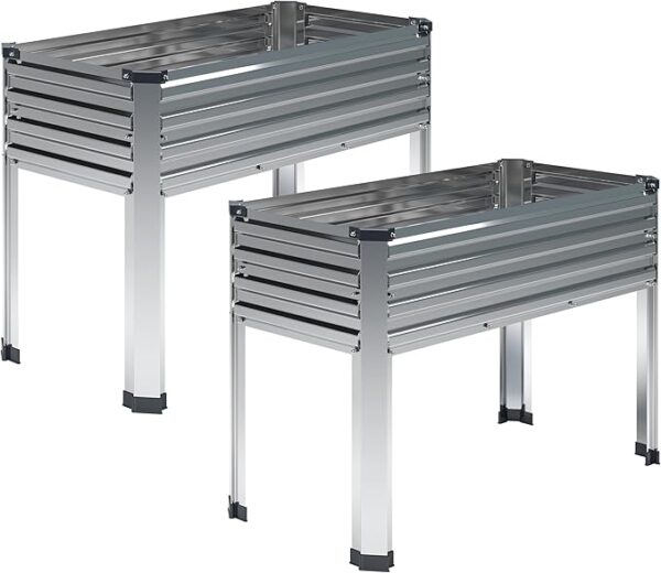 Save 5% Galvanized Raised Garden Bed with Legs,2PCS 48×18×30in