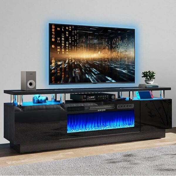 15% OFF limited time deal oneinmil 70" Modern Electric Fireplace TV Stand for TVs Up to 80 inch