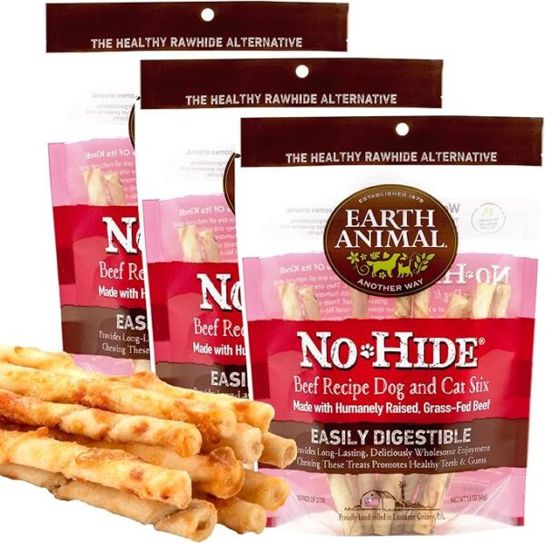 5% OFF Earth Animal No Hide Stix Beef Flavored Natural Rawhide Free Dog Chews Long Lasting Chew Sticks